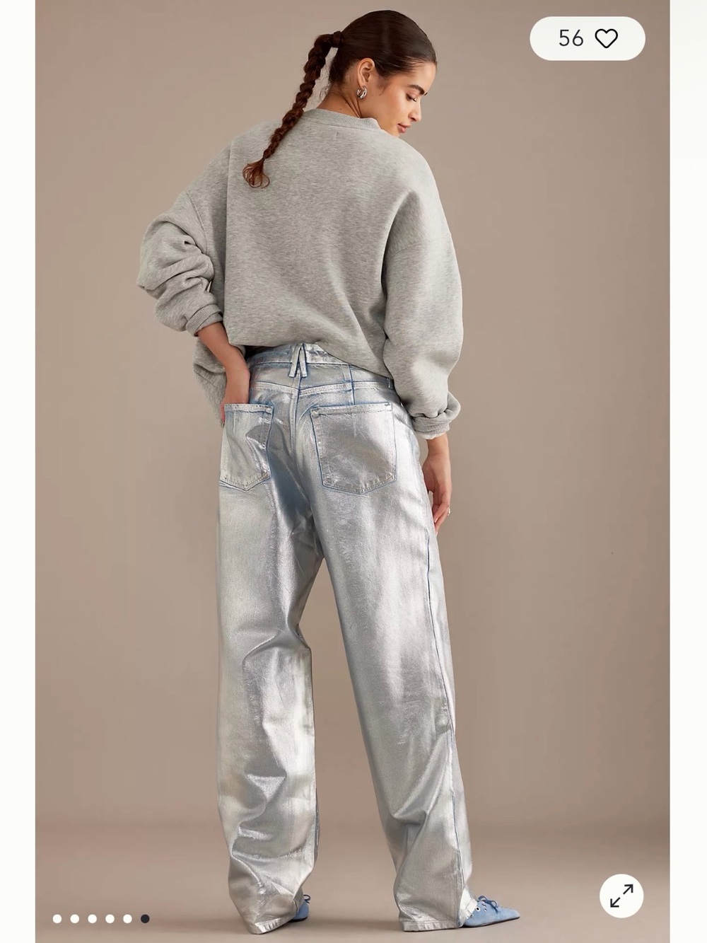 Good American Silver Metallic Jeans
